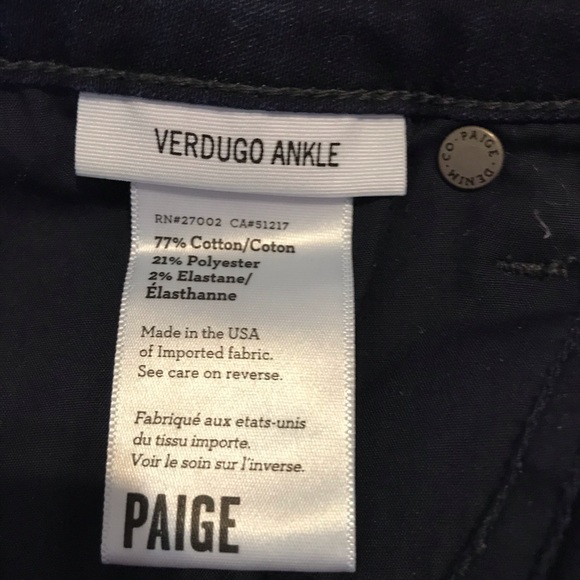 PAIGE Dark Wash Verdugo Ankle Cut Jeans SZ 29 EUC - Picture 7 of 9